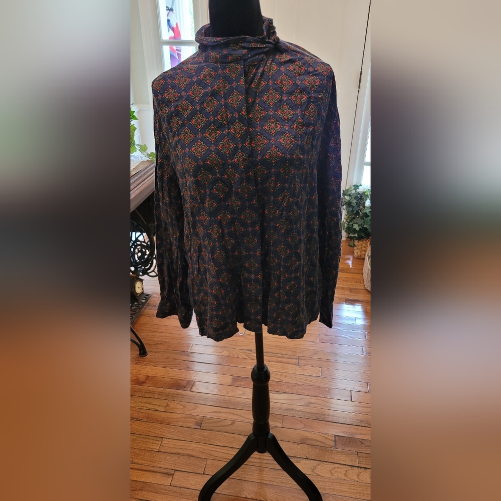 Vintage Pendleton high neck print blouse size 16